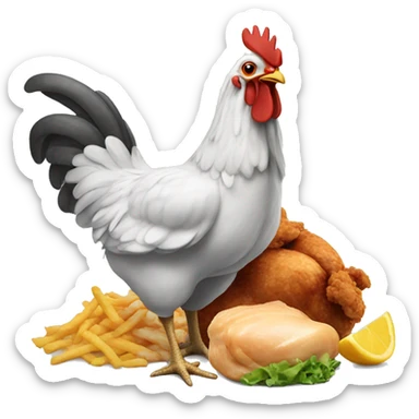 Chicken eating chicken  sticker
