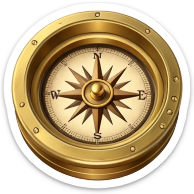 pirate compass object icon, brass compass, adventure style, 3D cartoon, mobile game icon style, centered, clean background, no text, no watermark
 sticker