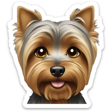 A yorkie with mostly grey and light brown sticker