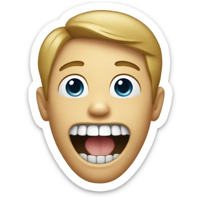 A boy having teeth like bottle opener sticker