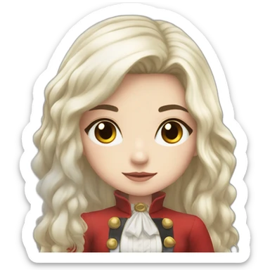 rpg-girl-with-long-white-hair-and-red-dress and black tights like chibi sticker