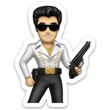 Posh spy elvis Presley with gun sticker