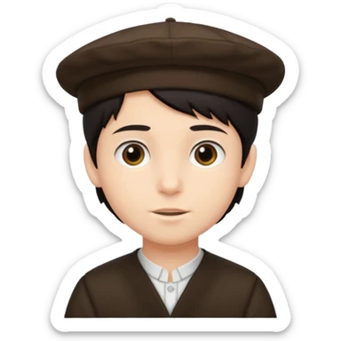 young boy dark hair with yalmulke on sticker