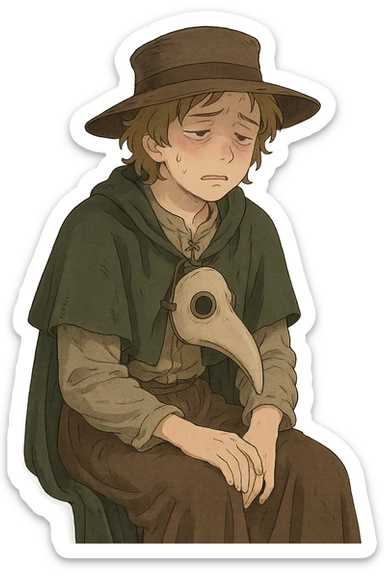 a plague victim from the 1600s feeling sick sticker