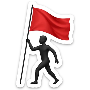 minimalist human silhouette holding a red flag sticker
