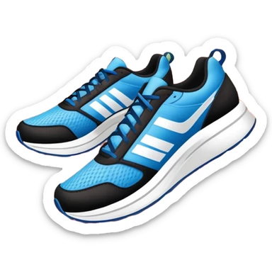 An icon featuring a pair of running shoes in the foreground on a red running track with white lane markings. The background showcases a grand stadium filled with cheering fans, bright floodlights, and a clear blue sky. Transparent background highlights the spirit of professional running. sticker