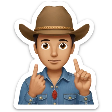 cara de vaquero sacando el dedo corazon sticker