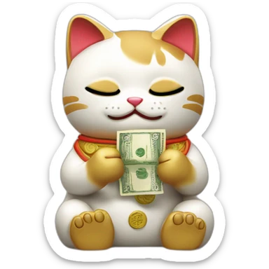 Maneki Neko holding bills sticker