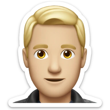 White man with beanie no beard in a black jacket sticker