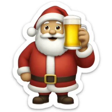 Santa drinking beer sticker