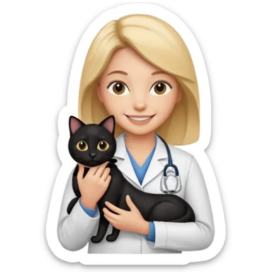 Veterinaria con un gato negro sticker
