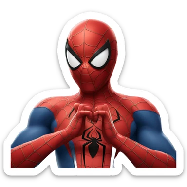 Spiderman making heart hands sticker