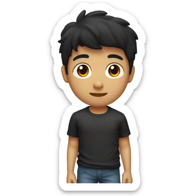 joven con pelo chino negro con playera del barcelona sticker