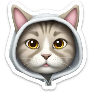 Fat cat with hoodie sticker