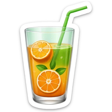 juice, colors yellow,orange, green sticker