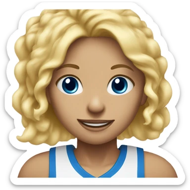 blonde girl blue eyes playing basketball sticker