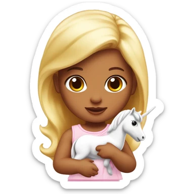 Un bebé con alas de unicornio soteniendo n Barbie  sticker
