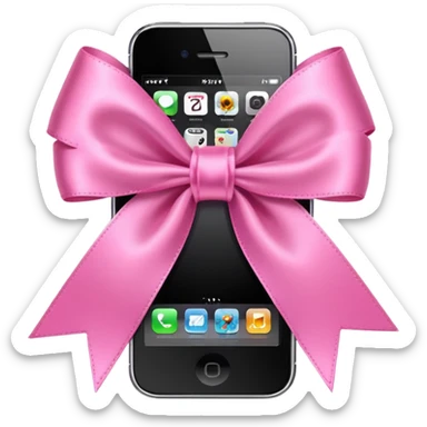 pink iphone with ribbon sticker