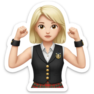 Scottish woman with fists up sticker