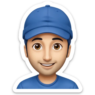 generate a pretty bratz emoji of ranbir kapoor wearing a blue cap sticker
