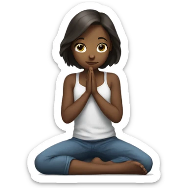 Girl on her knees prays sticker