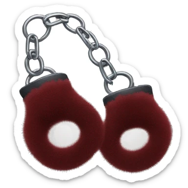 Dark red fuzzy handcuffs sticker