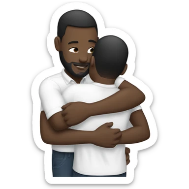 Black and white gay men hugging  sticker