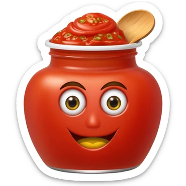 Un tarro de salsa de tomate y un tarro de salsa de mostaza al uno al lado del otro, los dos tarros con ojos sticker