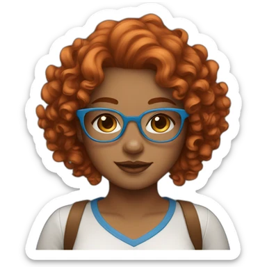 pretty curvy girl with curly copper hair and blue glasses sticker