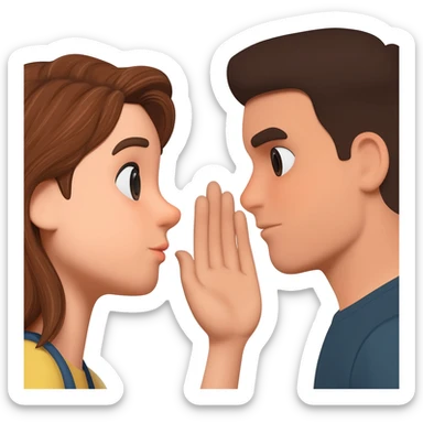 whispering in ear sticker