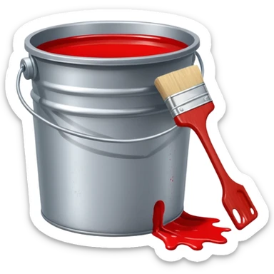 paint bucket, only bucket, spilled paint, red color,with out brush sticker