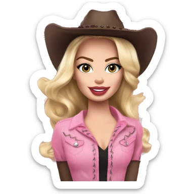 Margot Robbie as Barbie in the cowboy costume  sticker