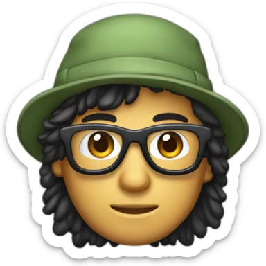 de peolo muy corto, con gafas y gorra de lana con dedo gordo arriba sticker