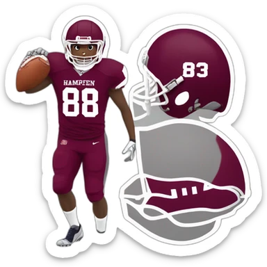 Football player with the number 88 and the school name is Hampden Sydney sticker