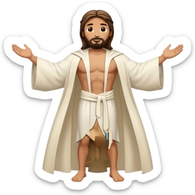 fullbody jesus christ jacked, sleeveless white robe front and backview sticker