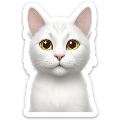 white cat with a gray spot on its head sticker