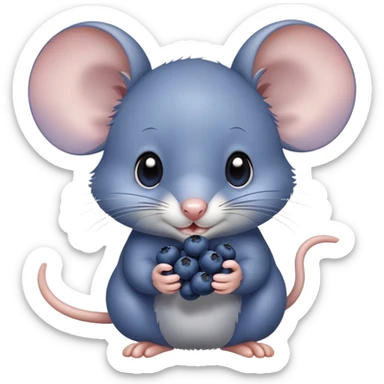 Cute mouse eating blueberries sticker