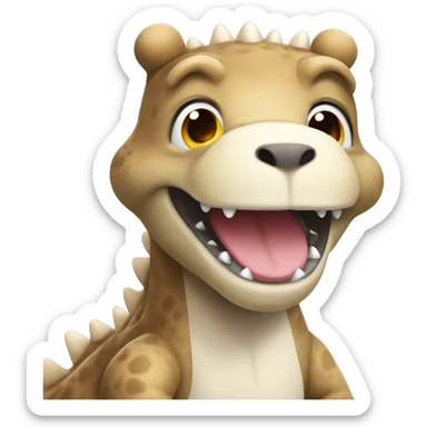 A dino cute as a Teddy bear with white hearts all around sticker