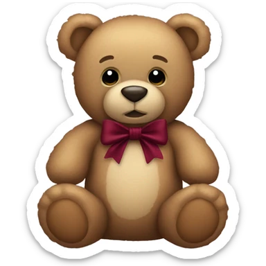 Teddy bear with maroon bow sticker