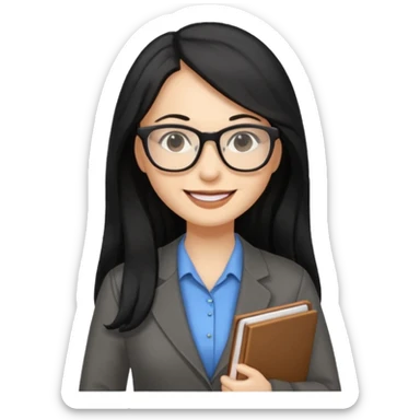 Women, professionals, teachers, black long hair, full body sticker