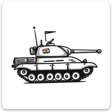 Hand-drawn Indian Army tank with Indian tricolor markings sticker