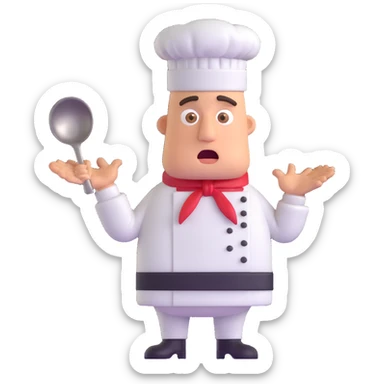 chef shouting orders, intense eyes, drill sergeant style sticker