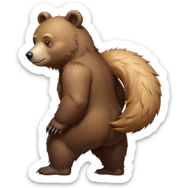 cinematic-[bear]-realistic-full-body-standing-emoji,-tail-tucked-close,-head-tilted-dramatically,-thick-[brown]-fur,-simplified-yet-realistic-focused-features,-highly-detailed,-glowing-with-an-almost-sarcastic-glow sticker