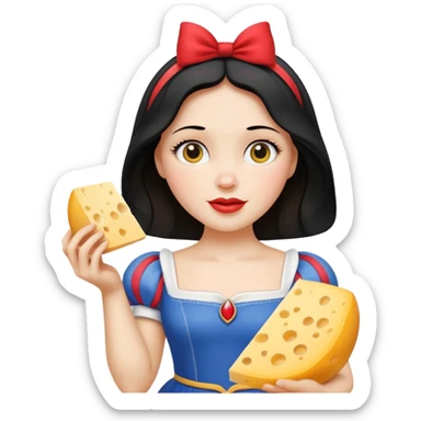  Snow White holding wedge of cheese sticker