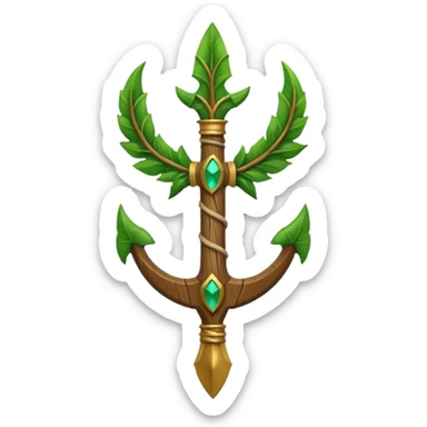 earth elemental trident with leaves sticker