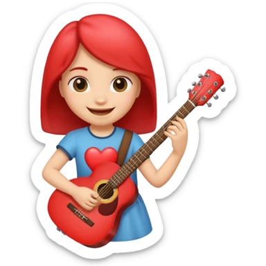 A cute shape Of Heart how is holding a guitar and smile sticker