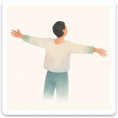 the concept of freedom, person with arms wide open, watercolor style sticker