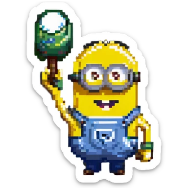 Minion character waving sticker