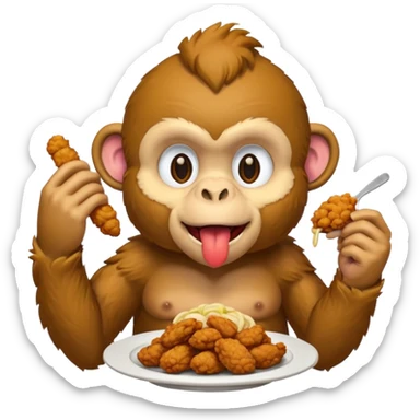 Fried chicken eating a monkey sticker