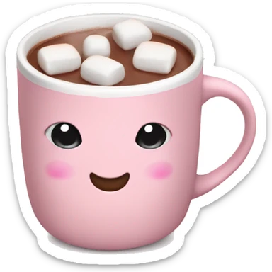Light Pink mug of hot chocolate with marshmallows  sticker